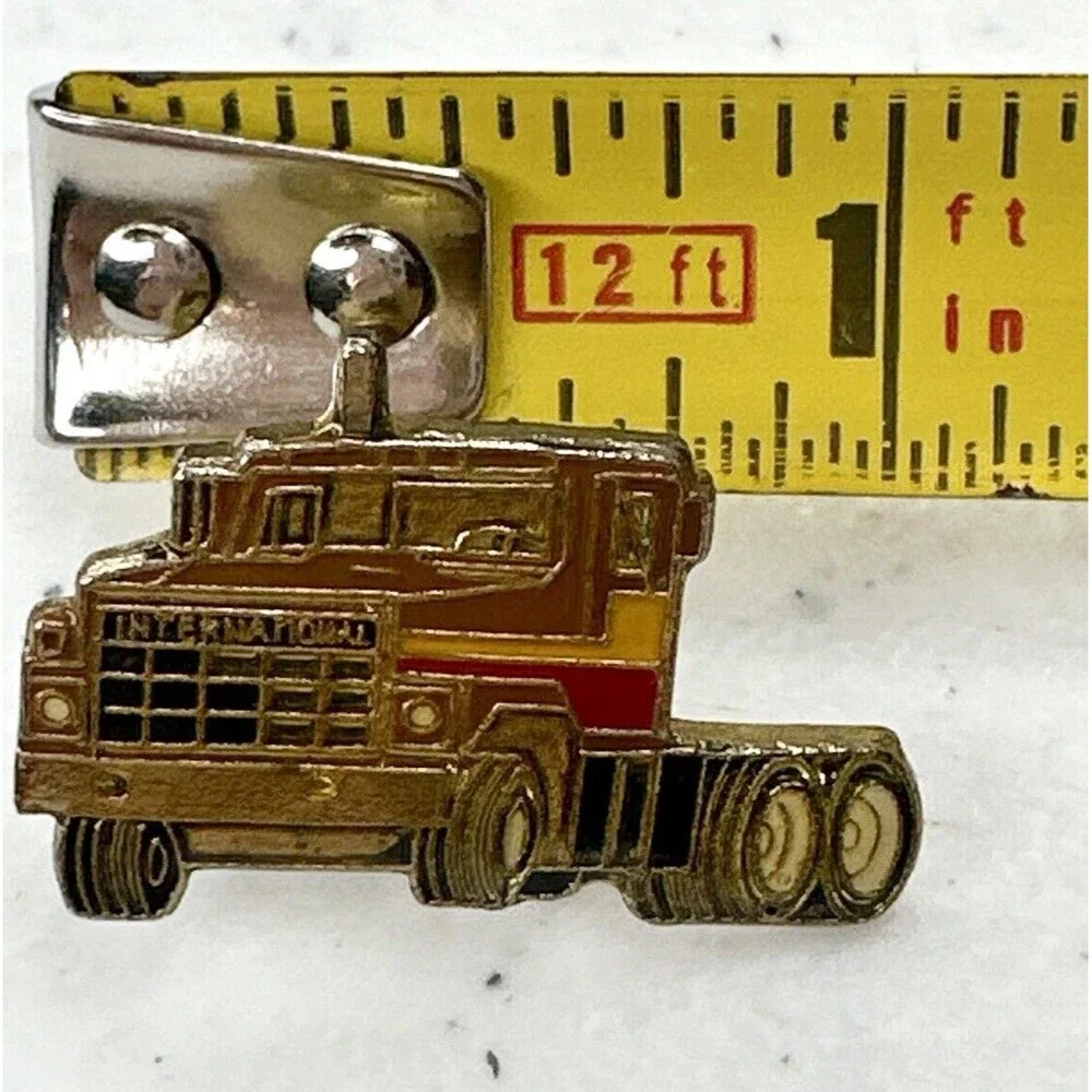 Semi trucker hat pin, jacket pin, lapel pin, lit pin, backpack pin 80's mechanic